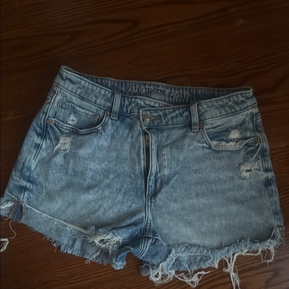 American Apparel Women's Ripped Jean Shorts - Light Blue